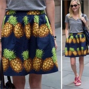 ratti pineapple print a-line mini skirt  J. Crew BlOGGER FAV blue Rare 8 $148